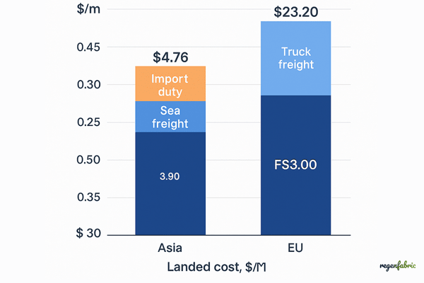 Cost breakdown bar chart of recycled cotton