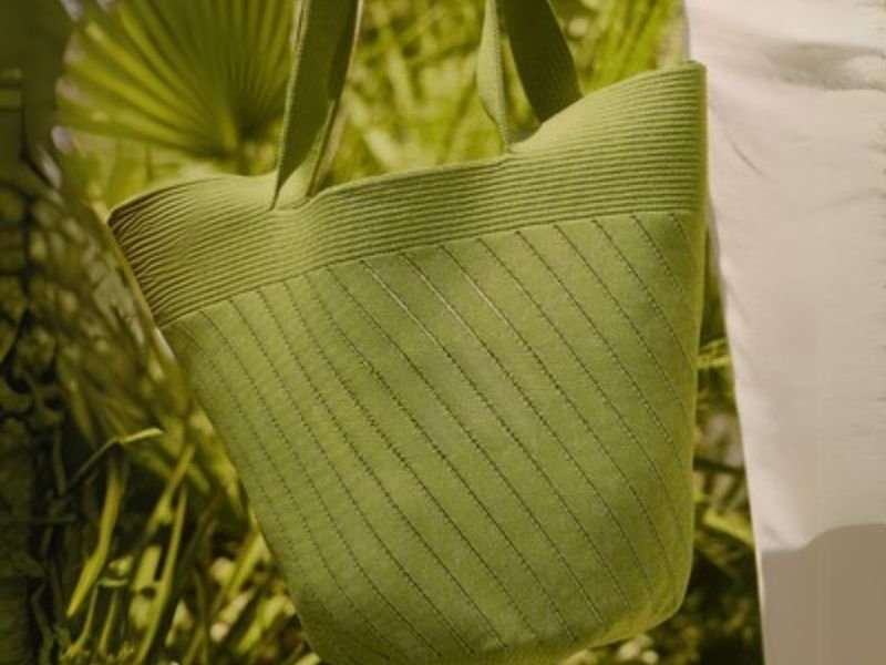 Recycled cotton bags on display